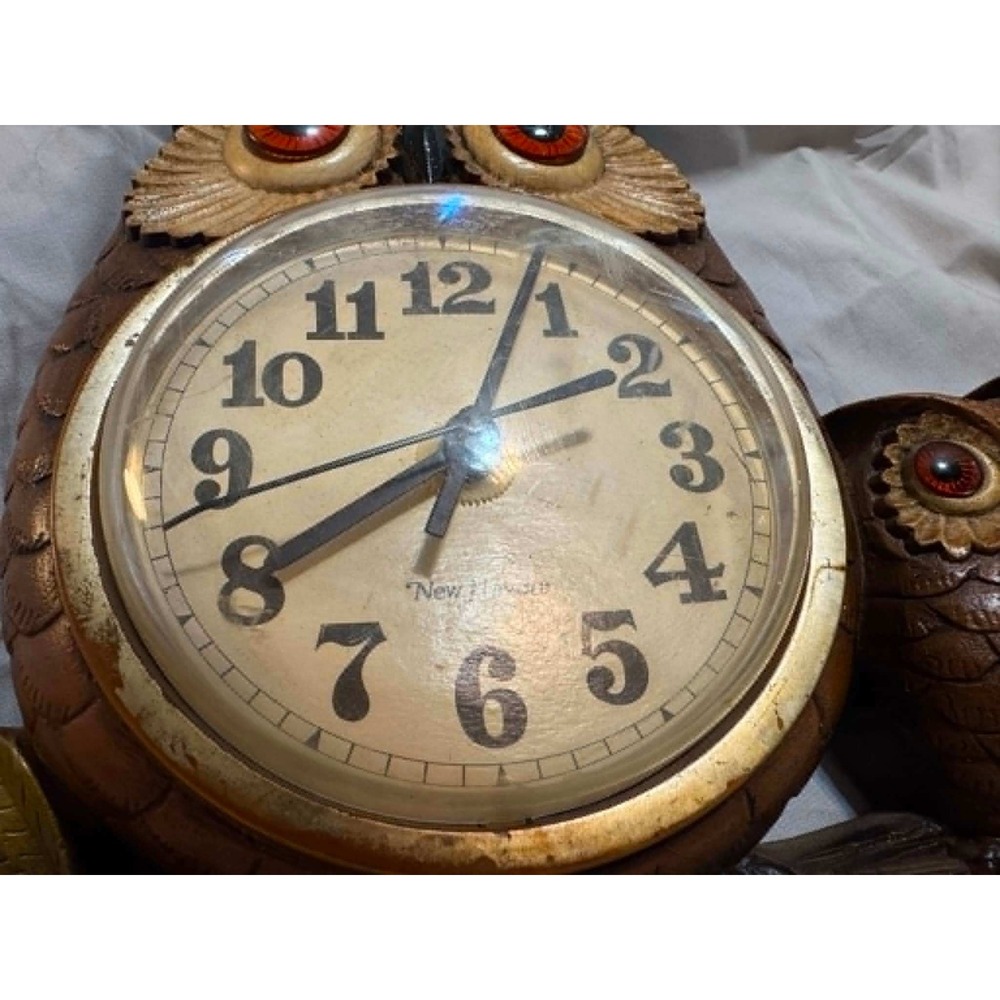 Tested Vintage New Haven Owl Family Wall Clock 1970s - Picture 3 of 7